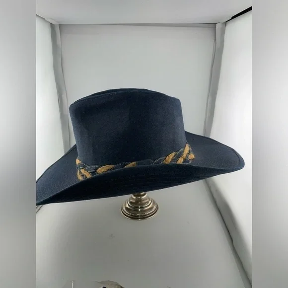 Vintage Bradford LTD Blue Denim Cowboy Hat Size 7​​​​​​​​​​​​ - Picture 4 of 9
